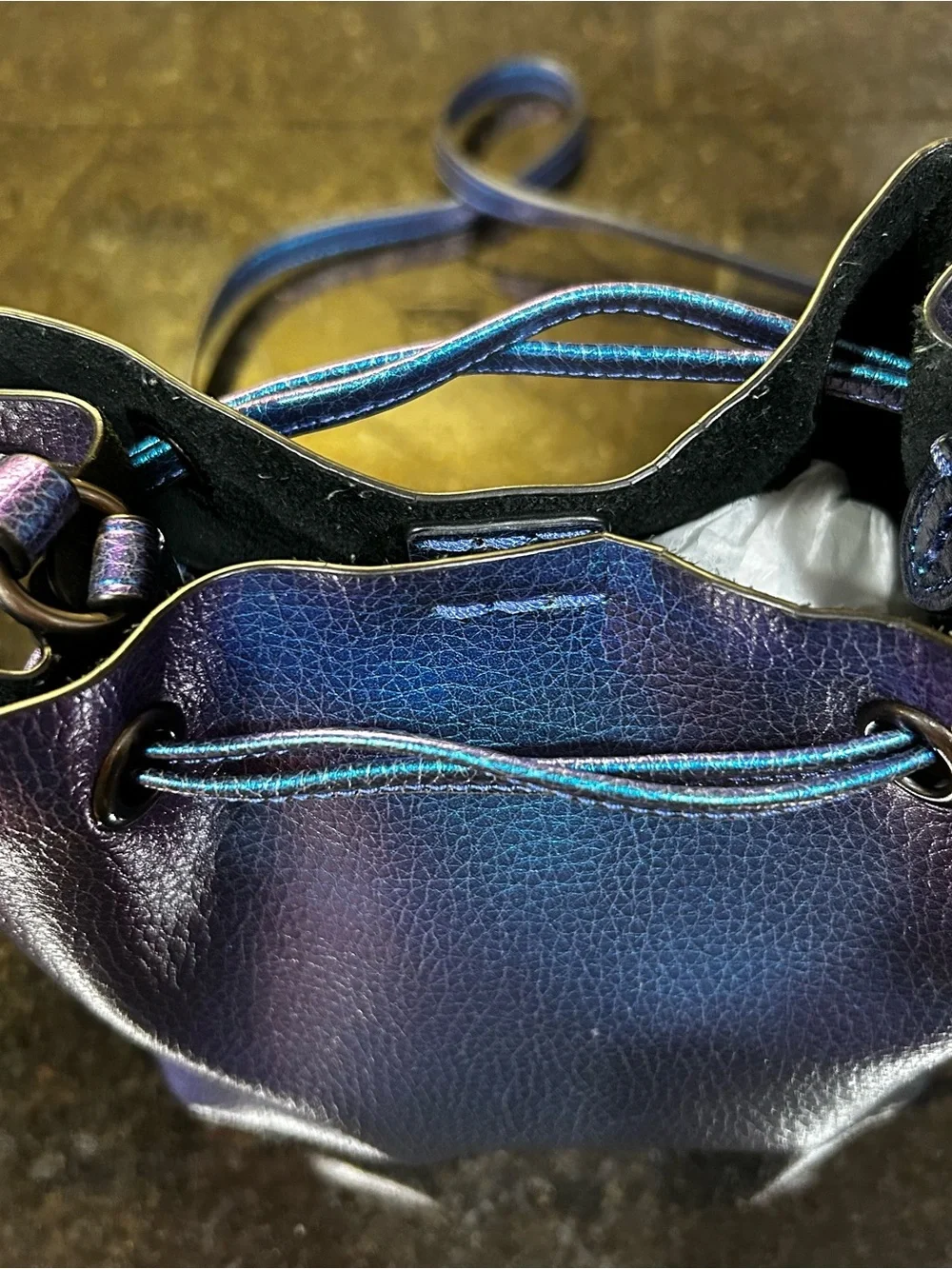 Coach NASA F29204 DerbyHologram Crossbody Blue PurplePebbled Leather Bag